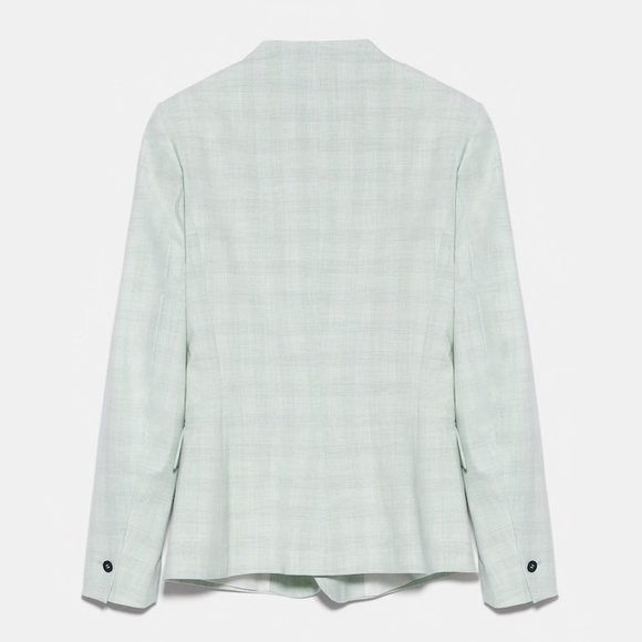 NWT Zara plaid sea green 2 pieces match suit set blazer pants - Picture 6 of 8